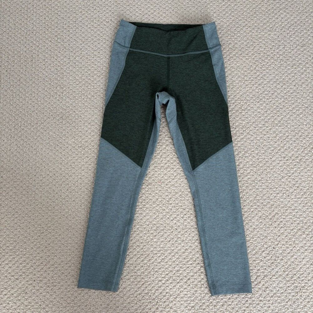 Outdoor Voices Two Tone 3/4 Hunter Green Slate Blue Leggings Sz S Small